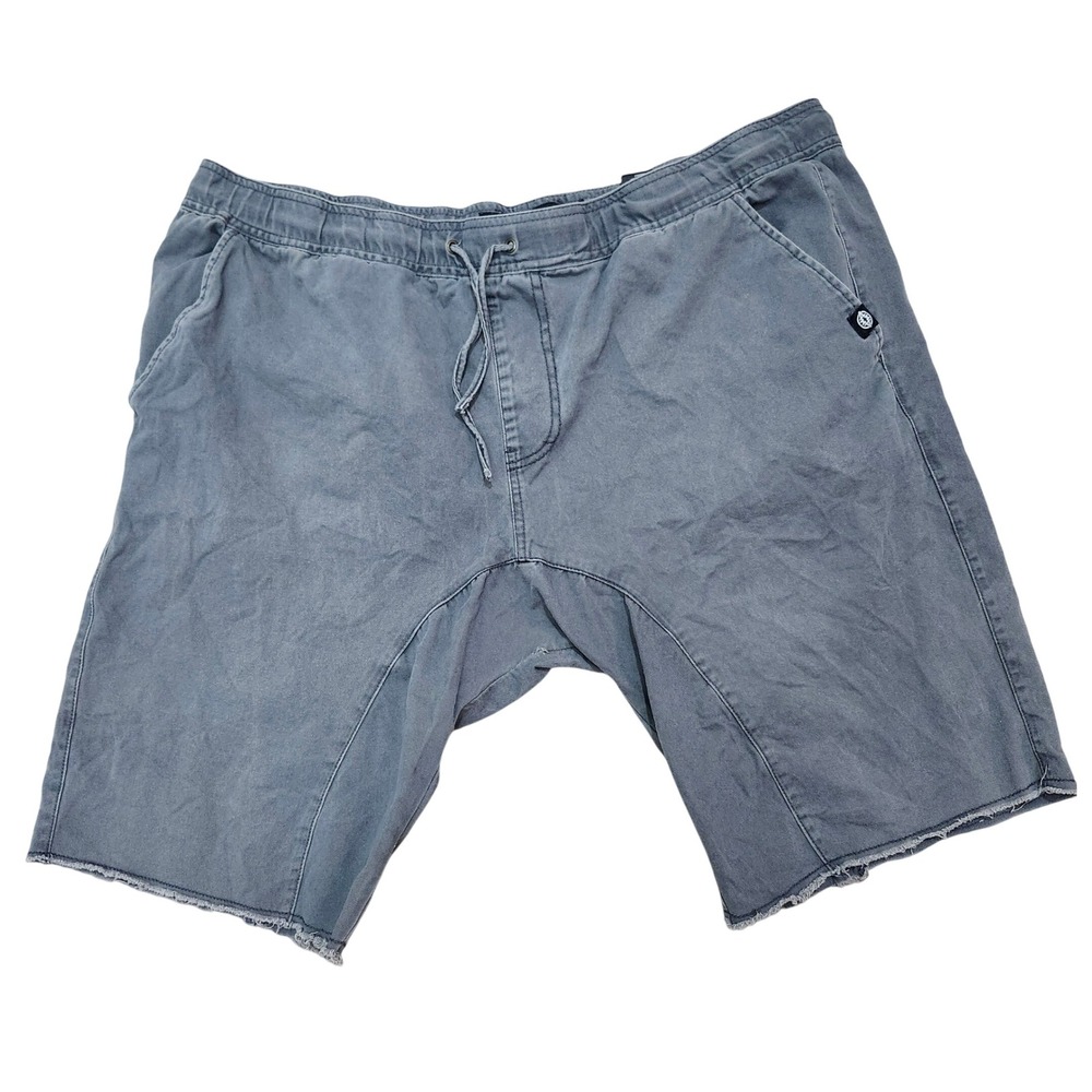 Akademiks Men's Gray Drawstring Shorts 2XL Distressed Raw Hem Cotton‎ Streetwear